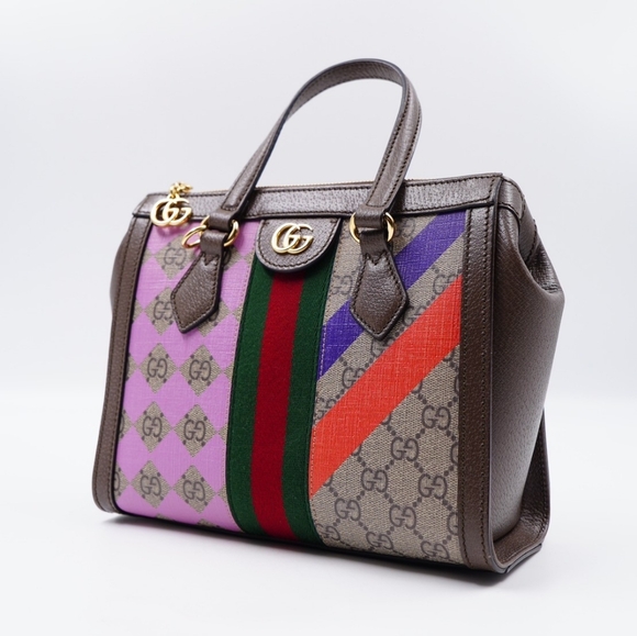 AJ56❤️Gucci Geometric GG Supreme Ophidia Tote - Picture 5 of 16